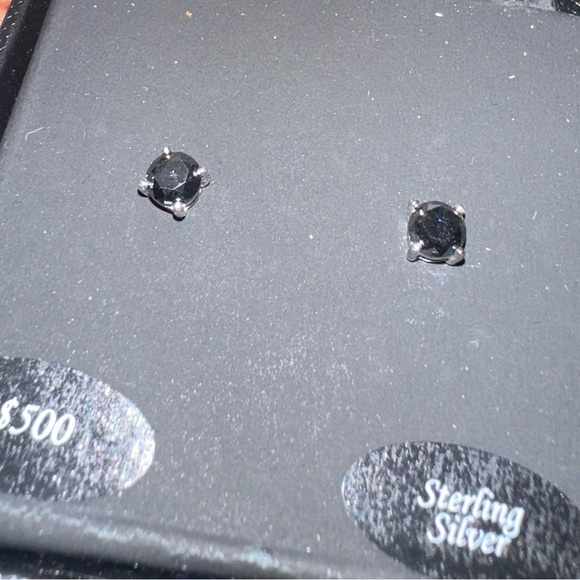 1CTW BLK DIA SS S STUD EAR (NEW IN BOX) - Picture 3 of 3